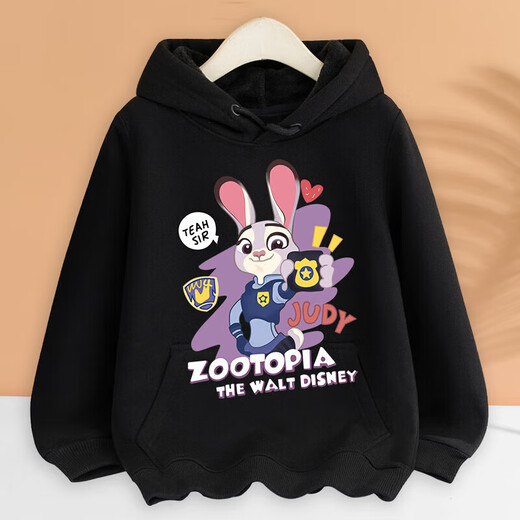 Special parent-child outfits for a family of four and three, fashionable mother-daughter outfits, crazy Zootopia Judy Nick sweatshirt, spring and autumn hoodie, Black Mom/Zootopia 175 (L)