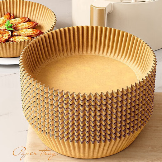 Jidaocook air fryer special paper baking pan oil-absorbing paper pad paper household food silicone paper tin foil bowl baking pot frying thickened large round 50 sheets + pet dust box 3-5 liter fryer
