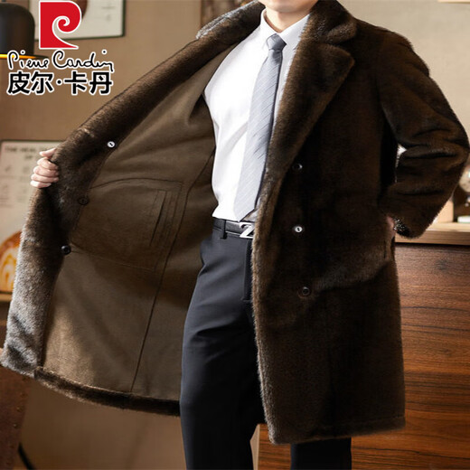 Pierre Cardin High-end Reversible Shenandoah Mink Coat Men's 2025 Autumn and Winter Long Reversible Fur Jacket Black L 175