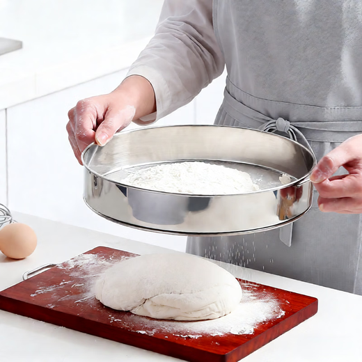 Thickened 304 stainless steel flour sieve for Jiapu Baking household filter sieve flour fine mesh sieve tool 30 mesh Thickened 304 ring flour sieve diameter 20CM