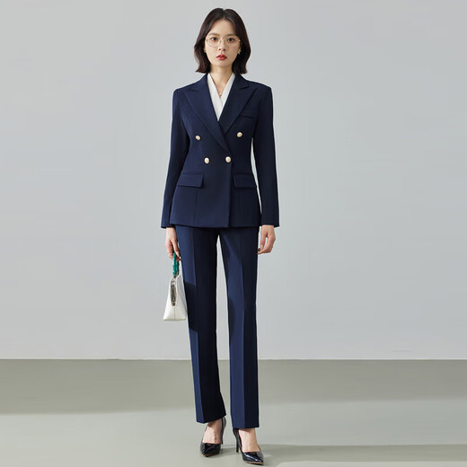 Professional suit suit for women 2025 new autumn style high-end workplace commuting formal temperament long-sleeved suit jacket black jacket + micro-flared pants M (recommended 88-98Jin Jin equals about 0.5 kg)