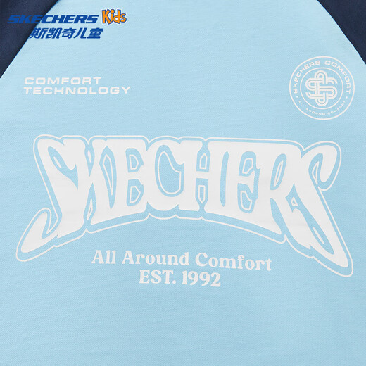 Skechers Skechers children's long-sleeved T-shirt 2026 spring children's clothing boys' trendy casual sports tops L126B011 light sky blue /02P7 120