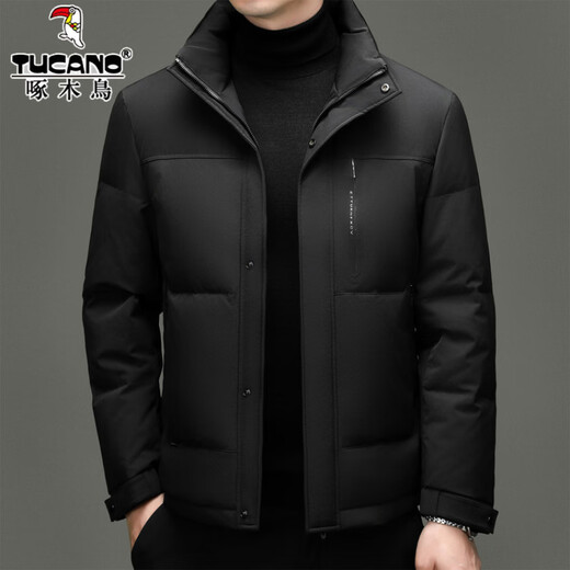 Woodpecker High Filled Down High Standard 90 Down White Duck Down Short Stand Collar Down Jacket Men's Winter Windproof and Cold Warm Jacket Men 98902 Khaki L 175