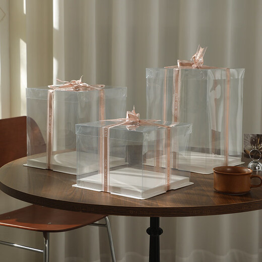 Internet celebrity customized fully transparent birthday cake box double layer heightening 44668812 inch baking packaging box fully transparent (set of 50) 10 inch double layer 30*30*24cm