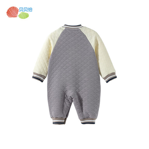 Beibeiyi children's clothing baby jumpsuit warm quilted infant and newborn crawling clothing winter clothing autumn and winter new style dark coffee 73cm (6-9 months)