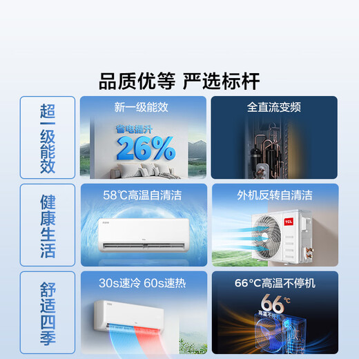 TCL air conditioner 2 hp/large 1.5 hp True Power Saving SE Air conditioner hang-up first-level energy efficiency variable frequency heating and cooling Home bedroom wall-mounted energy-saving air conditioner Trade-in subsidy JD.com co-branded True Power Saving 1.5 hp True Power Saving SE