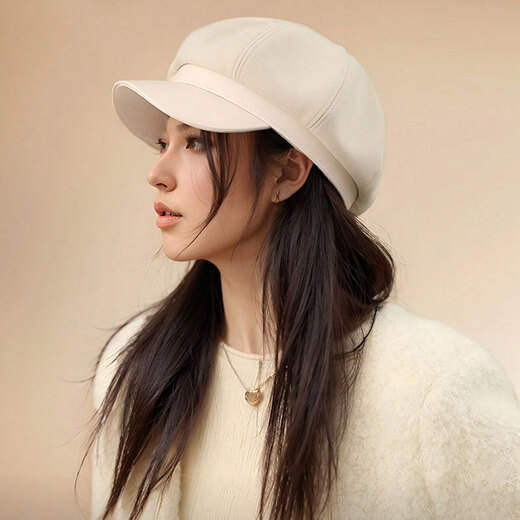 XINBUCKS Korean style beret women's four seasons literary British retro solid color octagonal hat ladies newsboy hat high appearance black one size fits 55-59CM