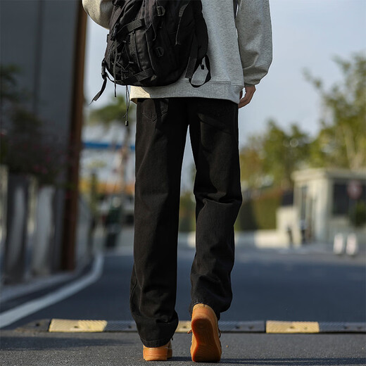 SWAMP AREA American retro loose straight men's autumn and winter washed jeans casual versatile trousers K882 black XL