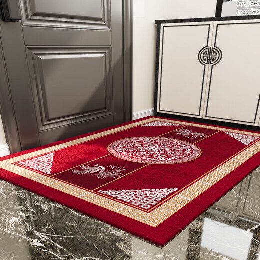 Vieruodis entrance door floor mats 2025 new door mat red festive carpet entrance door mat anti-slip and stain-resistant household Xiangyun Ruicai-Sijin 250cm*450cm new 8th generation Belgian velvet/dirty-resistant and anti-slip