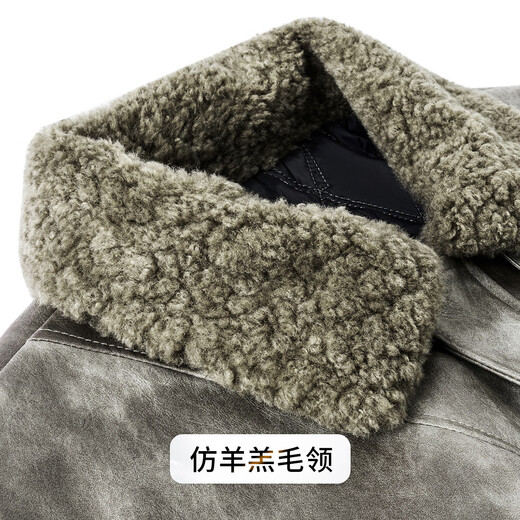 Rich collar full wool filled PU leather men's leather jacket winter imitation lambswool lapel quilted warm leather jacket jacket for men