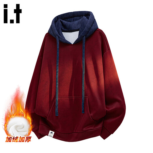 ШОКОЛАДНЫЙ it Мужская американская модная брендовая толстовка с капюшоном контрастного цвета, мужская зимняя бархатная свободная куртка-пуловер 2025 года, черная, XL Рекомендуется 130-145 Джин Джин равен 0,5 кг