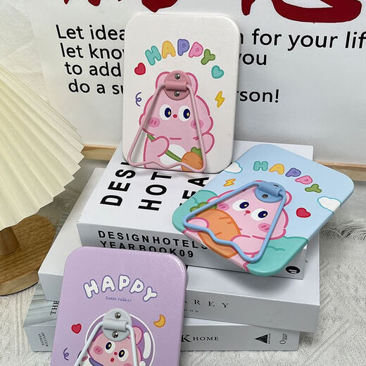 Dormitory mirror desktop square stand desk mirror soft cute rabbit cartoon cute desktop student room decoration makeup green butter milk tea rabbit square mirror
