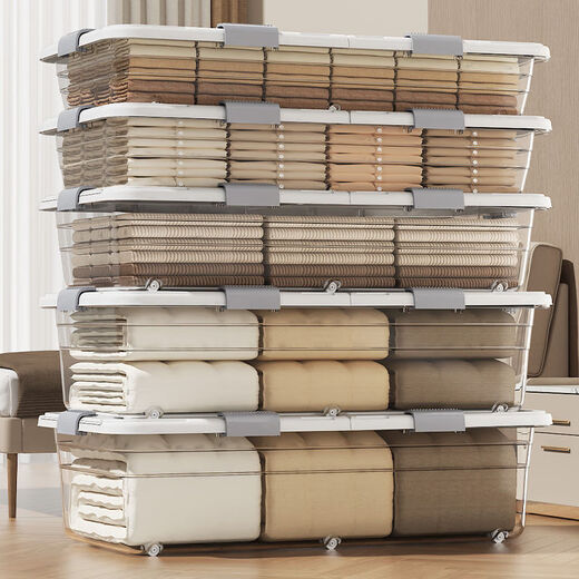 Yonghuantian under-bed storage box under-bed clothes storage box with wheels drawer transparent box storage box cabinet transparent 81x41x17.5cm extended version