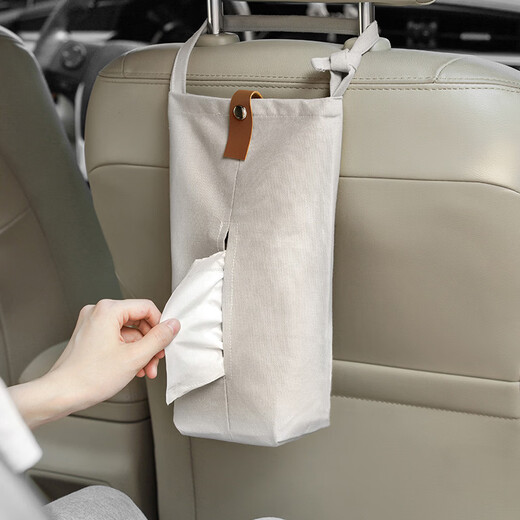 Fantasy hanging canvas tissue bag creative fabric car paper drawer simple Japanese restaurant tissue box storage bag white