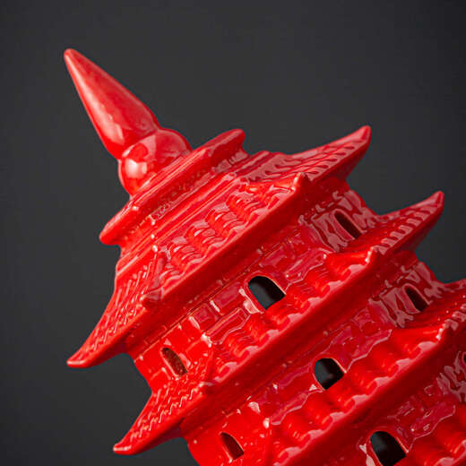 Yusen Yi Wenchang Tower ornaments seven-story living room entrance office desk study room porcelain handicrafts decoration ornaments nine-story Wenchang Tower trumpet yellow