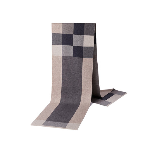 Pierre Cardin winter scarf men's retro plaid wool winter warm jacquard Korean style scarf New Year gift burgundy