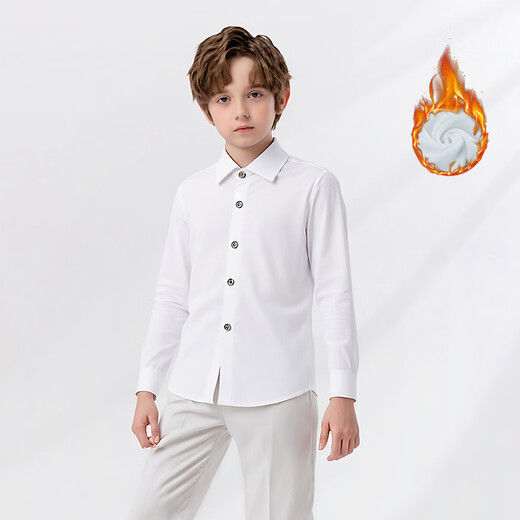 Kalfit children's shirt Korean style children's long-sleeved shirt boy white velvet shirt New Year's greetings white velvet 120