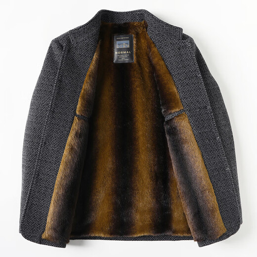 Dad chenille jacket men's velvet thickened middle-aged and elderly woolen cotton jacket middle-aged men's winter clothing cotton clothes dark gray L 175 yards 110-125Jin Jin equals 0.5 kg