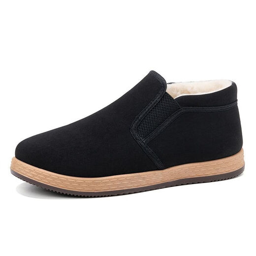 Winter sheep wool high-top old Beijing cloth shoes and cotton shoes plus velvet and thickening to keep warm dad shoes lightweight non-slip black cloth shoes YH-A8 velvet and thickened old Beijing high-top wool and cotton shoes 42 (260mm) standard size