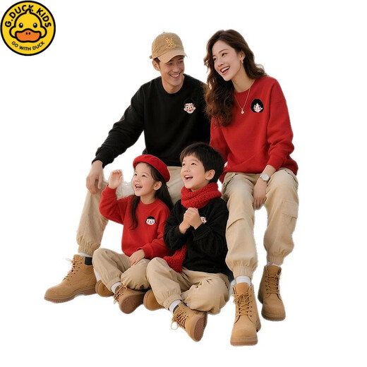 G.duck's unique parent-child clothing hits the streets. A family of three and four plus velvet sweatshirts for the whole family. Mother and daughter autumn and winter clothing. Hot sale velvet gray and purple combination 165 Mom S