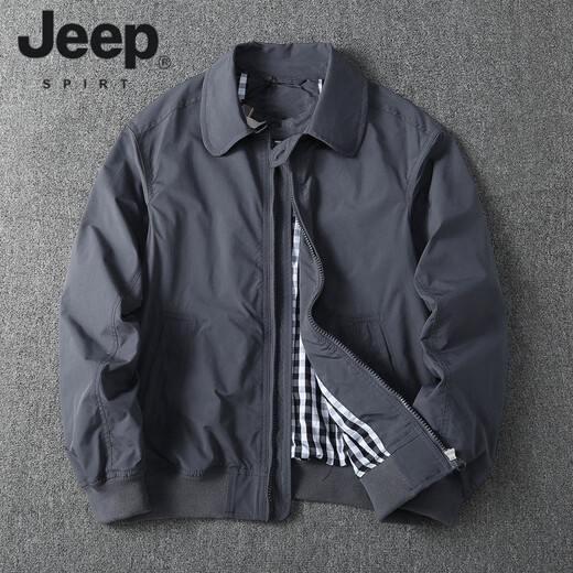 JEEP SPIRIT American Business Casual Men's Jacket Lapel Versatile Handsome Outerwear Spring and Autumn Windbreaker Workwear Jacket Men Black M