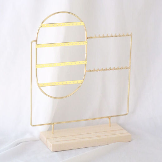 Fantasy simple jewelry storage rack makeup table metal bracelet necklace display rack 4-layer earring jewelry rack desktop entrance hall oval square black