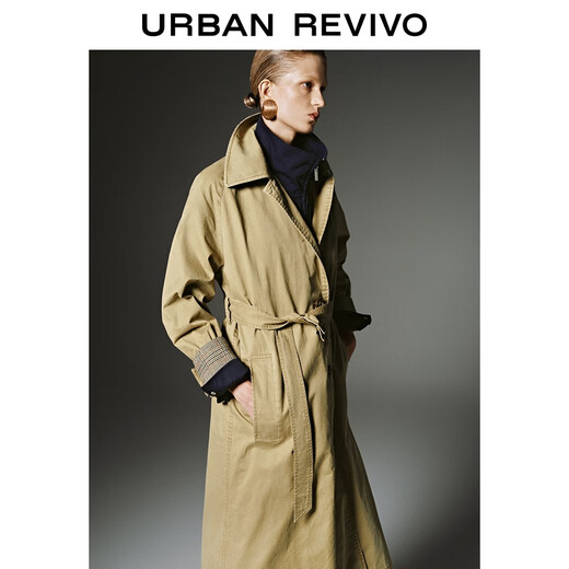 UR Zhong Chuxi's same style 2025 autumn new women's streamer style belt windbreaker jacket UWH150081 Khaki S