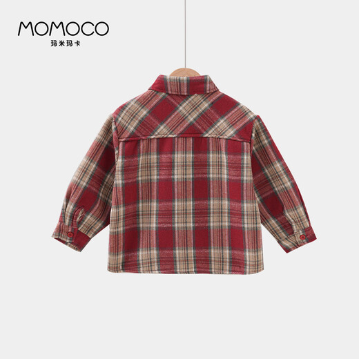Mami Maka (MOMOCO) children's clothing boys' New Year's wear shirt 2025 winter style versatile casual shirt for middle and large children red 140