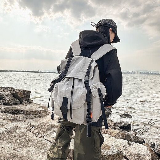 Ye Yu Outdoor College Student Large Capacity Waterproof Lightweight Backpack Travel Mountaineering Computer Backpack Student School Bag White Gray