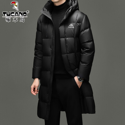 Дятел, пуховая куртка с наполнителем для экстремально холодных условий, мужская длинная зимняя модная повседневная куртка на белом утином пуху, теплая мужская куртка с капюшоном RR-YR9917 Фиолетовый M 170/92A