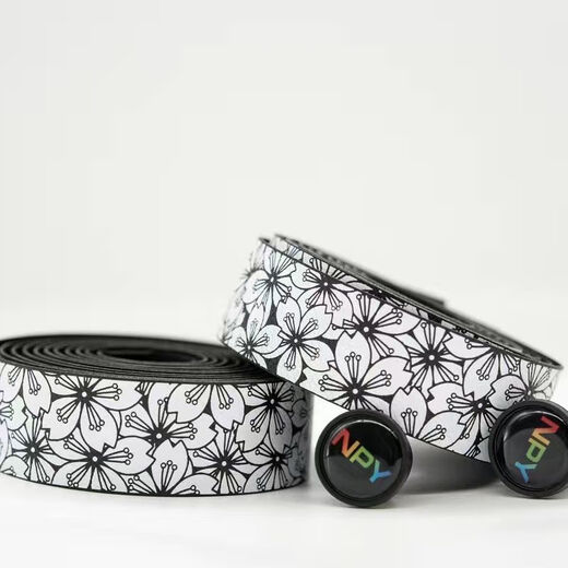 Raft core mummy handlebar belt NPY Sakura road bike anti-slip shock absorption comfortable strap wear-resistant cyclist female white background - pink flower (boxed/send electrical tape/2 roll price)