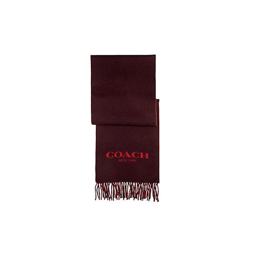 COACH Bohemian Wool Scarf Unisex Couple Style Dark Red Default Packaging Default