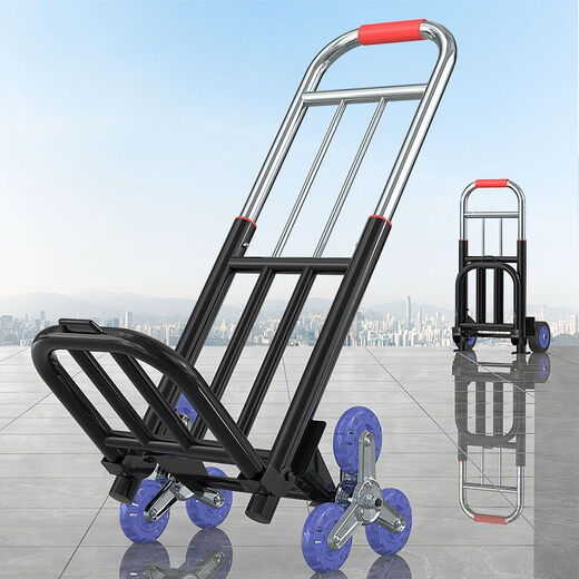 An Junsheng bold luggage trolley foldable household transport trailer shopping trolley portable tool trolley large 25MM pipe diameter - pu wheel #reinforced four beams #