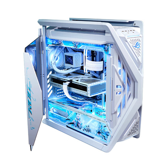 ASUS AMD Ryzen R7 9800X3D 5090D 5080 graphics card ROG family barrel pure white Genesis gaming desktop overclocking e-sports AI host DIY assembly computer complete R7 9800X3D+RTX5080 configuration three