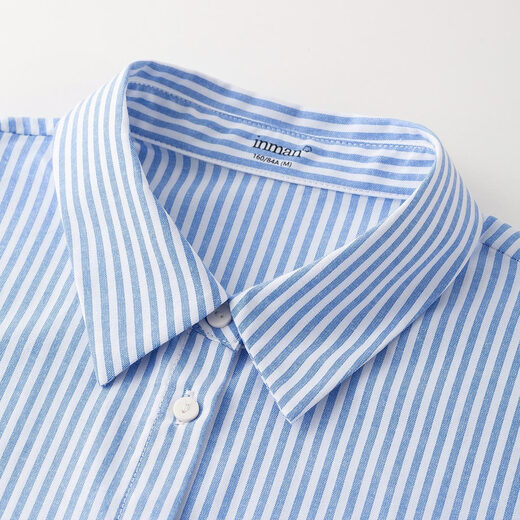 INMAN French commuter striped long-sleeved shirt for women 2026 spring temperament fashionable versatile loose layered shirt light blue striped XL