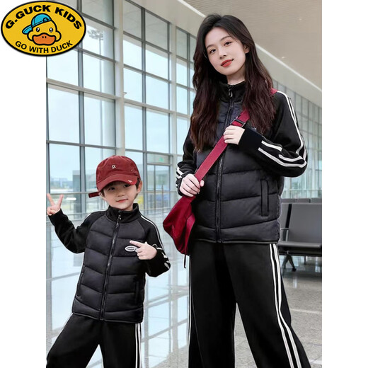 G.duck family of four whole family parent-child cotton clothing 2025 winter clothing mother and daughter clothing warm and stylish versatile coat cotton clothing red 100 cm