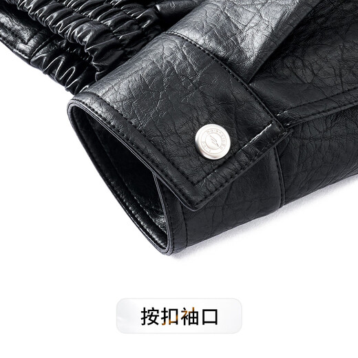 富鋌【重工裂纹质感皮衣】PU皮夹克外套男秋冬防风立领机车风皮衣男款