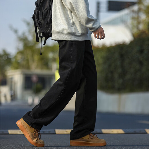 SWAMP AREA American retro loose straight men's autumn and winter washed jeans casual versatile trousers K882 black XL