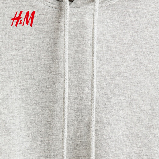 H&M Men's Sweatshirt 2025 Winter Plus Velvet Couple Outdoor Drop Shoulder Loose Red Christmas Hoodie 0970819 Gray S 170/92