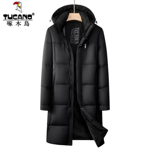 啄木鸟中长款羽绒服男士冬季东北零下40度极寒加厚保暖90白鸭绒外套男 98835黑色 L 175