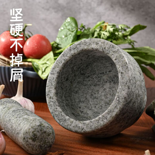 Bodenju natural stone garlic pounder stone mortar mortar medicine jar grinder household garlic mortar peeling garlic garlic press garlic paste medium stone mortar with lid