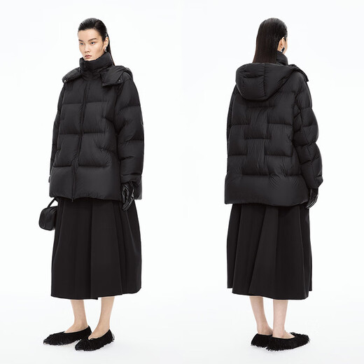 JNBY/Jiangnan Buyi Shopping Mall Same Style 25 Winter New Down Jacket Loose H-shaped Long Sleeve 5PAC13960 001/Black S