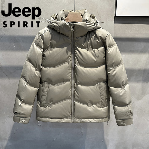 JEEP吉普国际品牌冬季鸭绒羽绒服2025新款保暖加厚连帽可拆卸短款外套 黑色 L 115斤以下