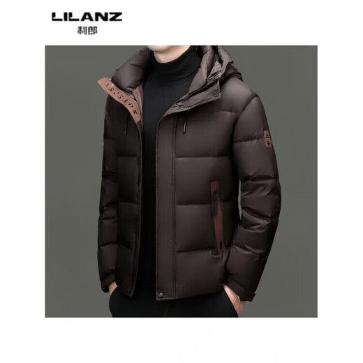 利郎（LILANZ）火山岩蓄热鸭绒羽绒服短款男士冬加厚保暖面包服休闲连帽外套 黑色 14XL (190)