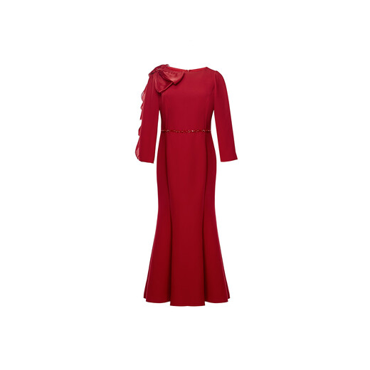 La Koradior (La Koradior) Shopping mall same style Lakoradior Lakoradior new slim-fitting fishtail bow dress for young celebrities, medium red M