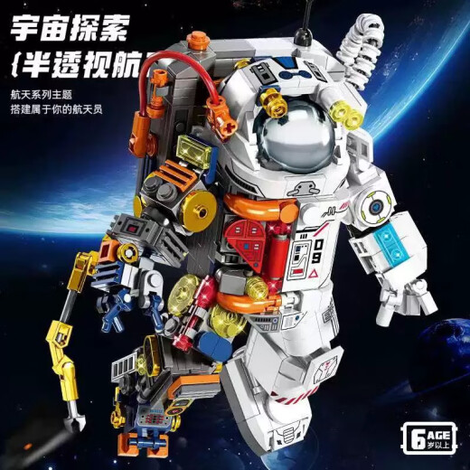 赟娅兼容乐高科技感太空宇航员瓶拼装积木儿童玩具模型摆件生日礼物 【半透科技感宇航员】693PCS