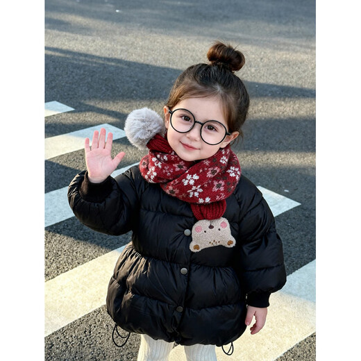 HAL.DUCK Children's Scarf Girls Winter Baby Scarf Red Fashionable Girls Cross Neck Sleeve Boys Neck Protector Warmth Autumn and Winter 3778-Red Pinstripes About 1-8 years old