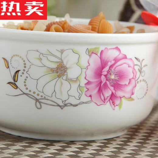 Tuojin Jingdezhen ceramic bowl with lid, microwave lunch box, refrigerator sealed box, fruit box, instant noodle bowl, crisper bowl, romantic spring (5 inches)