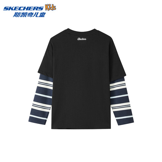 Skechers Doraemon limited design T-shirt children's spring new long-sleeved tops for boys and girls L126K044 carbon black /0018 140
