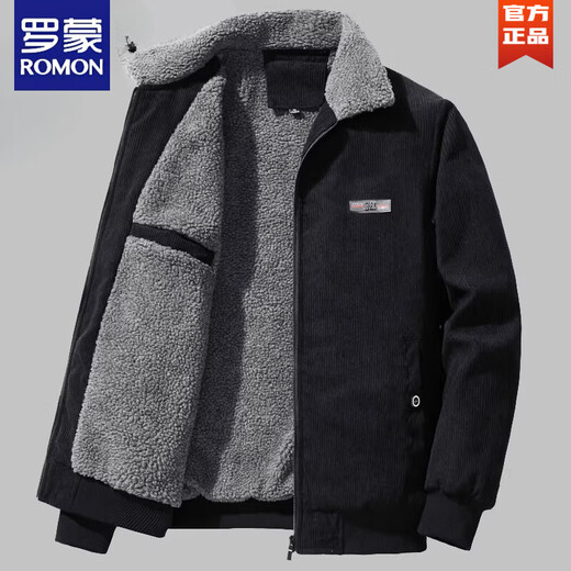 ROMON осенне-зимняя бархатная куртка из ягненка, мужская бархатная хлопчатобумажная куртка, вельветовая куртка с лацканами, новое утепленное хлопковое пальто среднего возраста, бархатное пальто цвета хаки из ягненка, рекомендуется M 80-Jin Jin равно 0,5 кг